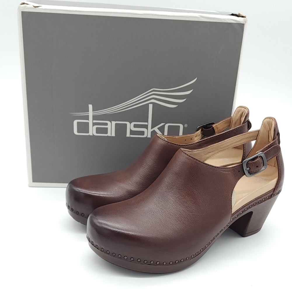 Dansko Sassy Cutout Clog Milled Burnished Brown Women's Size 9.5-10 EU 40